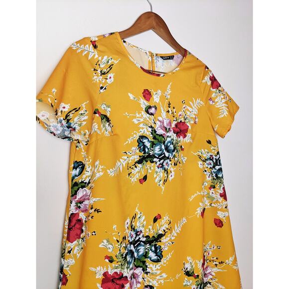SHEIN Yellow Floral Shift Dress Size Small - Picture 6 of 11